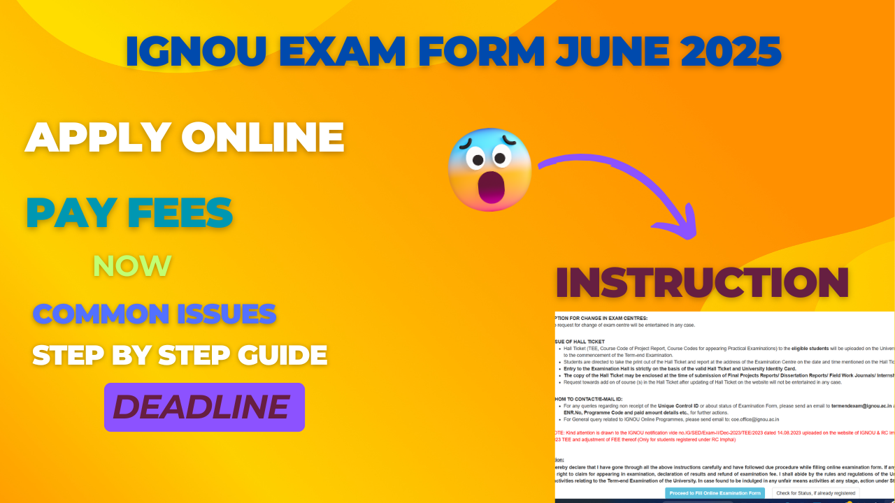 IGNOU Exam Form June 2025