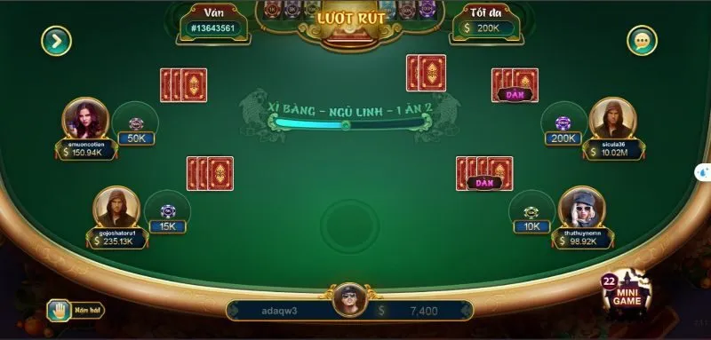 Diễn biến chi tiết của một ván bài xì dách online